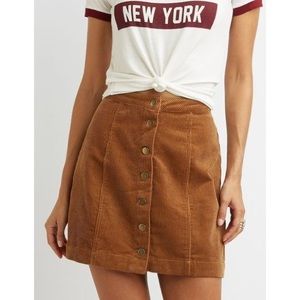 Charlotte Russe Button Up Corduroy Miniskirt
